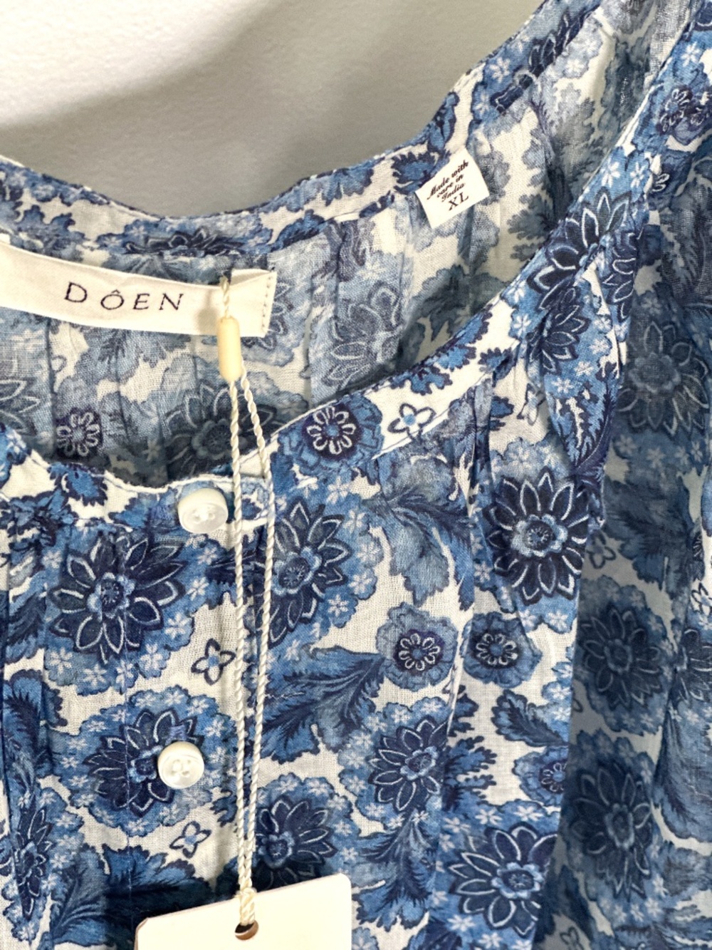 NWT DÔEN Nalina Blue Floral Cotton Tank XL - Picture 3 of 4